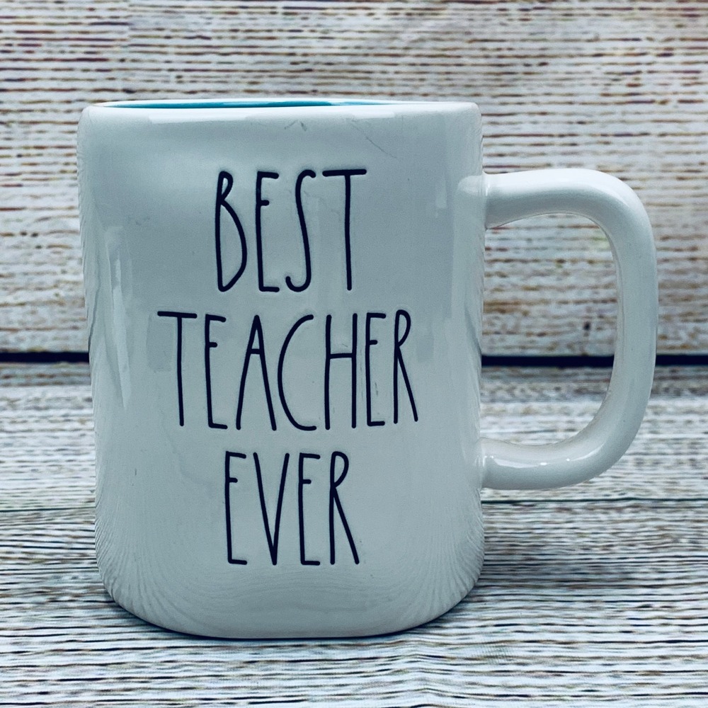 Rae Dunn Best Teacher Ever Coffee Mug White Ceramic Novelty Gift Unused